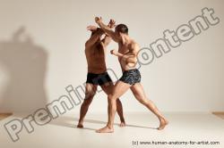 Underwear Fighting Man - Man White Moving poses Muscular Short Brown Dynamic poses Academic